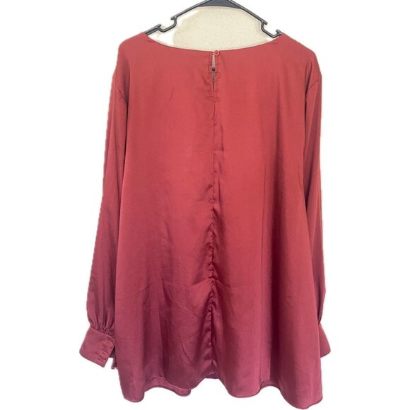 Lane Bryant Red Satin Tunic Blouse - Picture 2 of 4